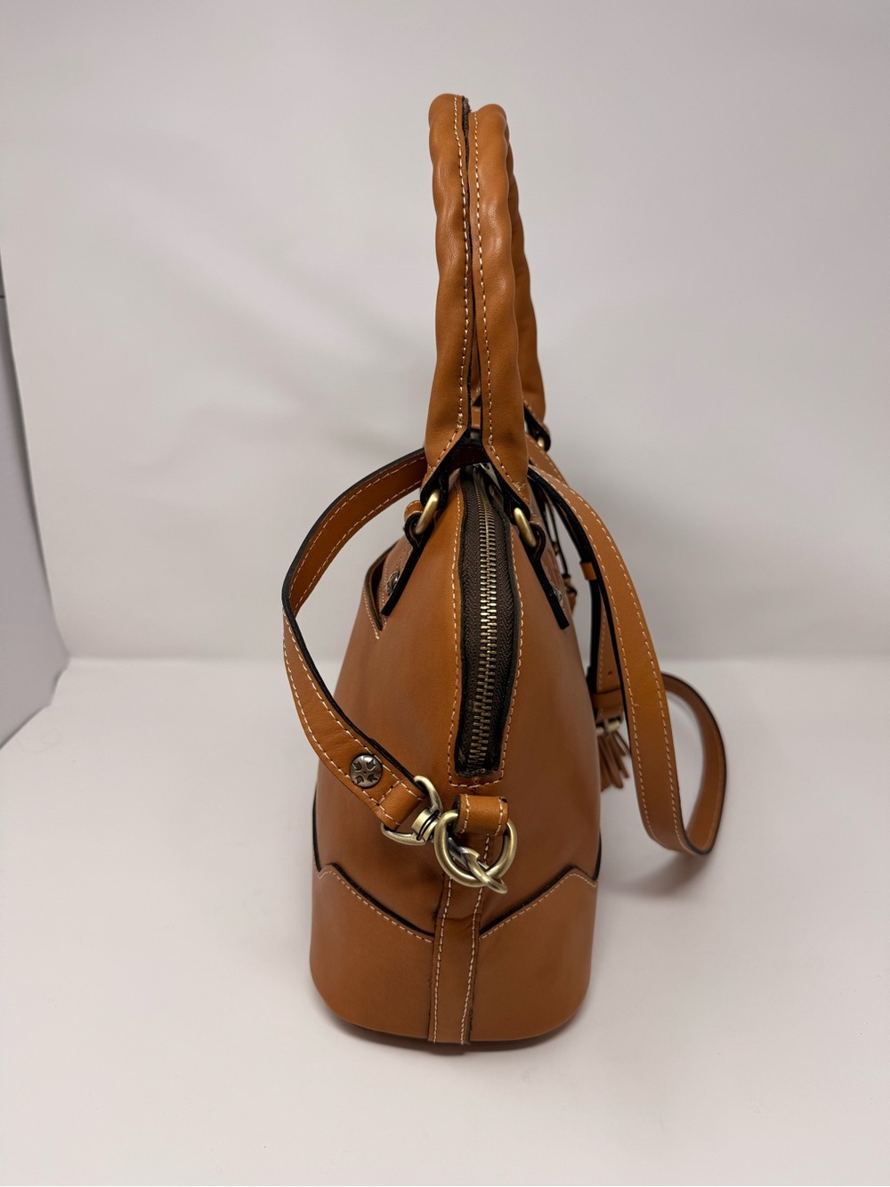 Patricia Nash Caramel Dome Satchel with Tassel - Picture 6 of 13
